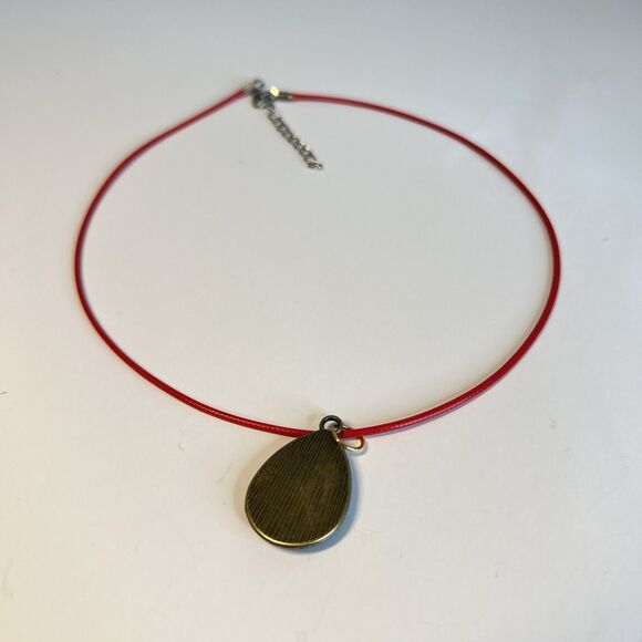 Handmade Evil Eye Resin Pendant Necklace Black Red 20" Red Waxed Cord - Picture 4 of 4